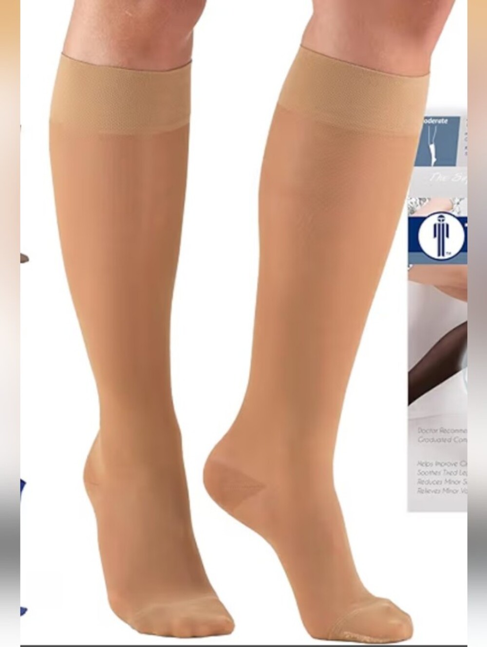 Womens compression knee high's, 20-30mmHg,beige, sz L  brand- Truform U.S.A.